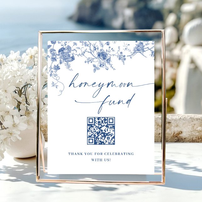 Victorian Dusty Blue French Garden Honeymoon Fund Poster (Creator Uploaded)