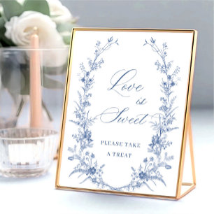 Victorian Dusty Blue French Garden Love is Sweet Poster