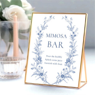 Victorian Dusty Blue French Garden Mimosa Bar Sign
