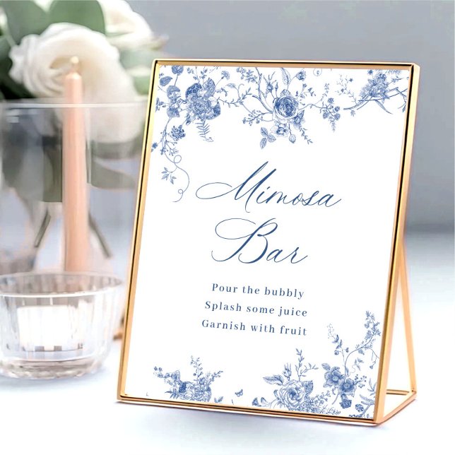 Victorian Dusty Blue French Garden Mimosa Bar Sign (Creator Uploaded)