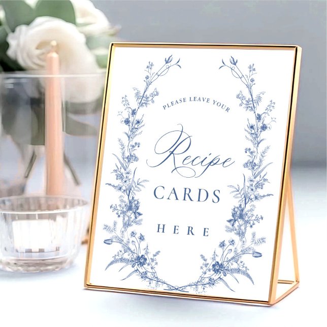 Victorian Dusty Blue French Garden Recipe Cards Poster (Creator Uploaded)