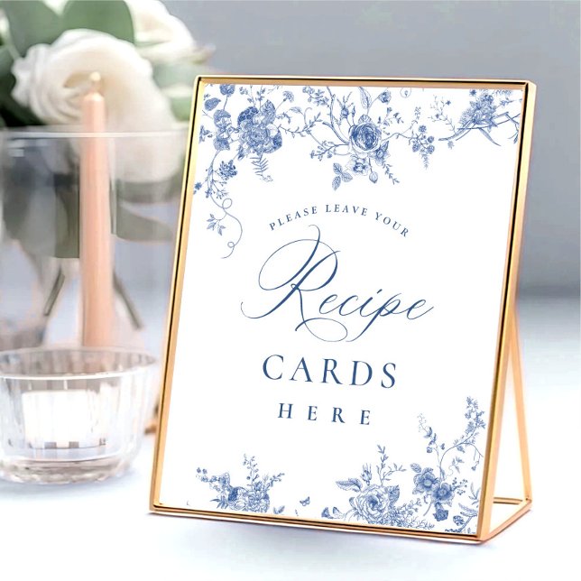 Victorian Dusty Blue French Garden Recipe Cards Poster (Creator Uploaded)