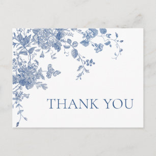 Victorian Dusty Blue French Garden Thank You Postcard