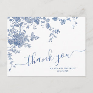 Victorian Dusty Blue French Garden Thank You Postcard