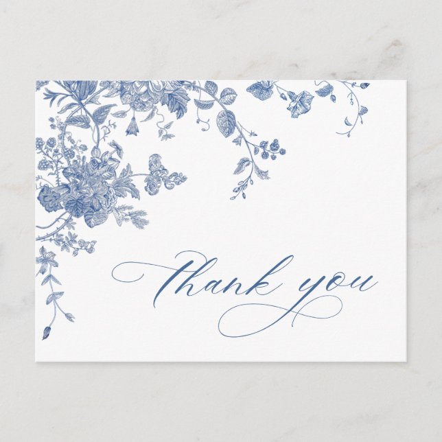 Victorian Dusty Blue French Garden Thank You Postcard (Front)