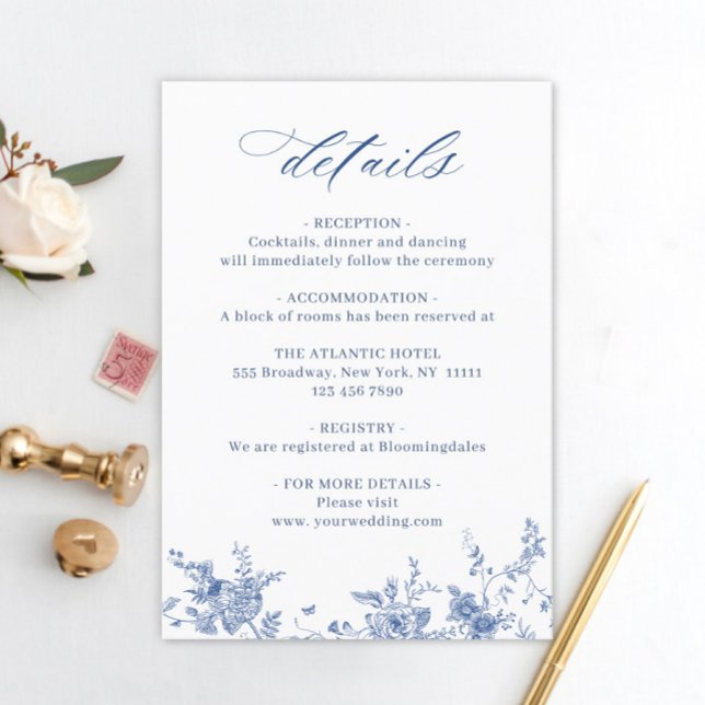Victorian Dusty Blue French Garden Wedding Details Enclosure Card (Creator Uploaded)