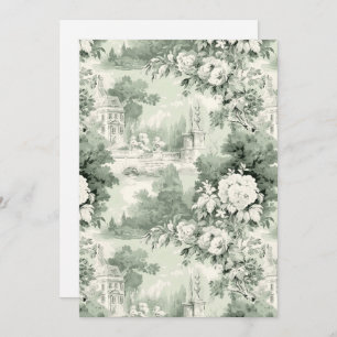 Victorian Dusty Blue French Toile Photo Wedding Invitation