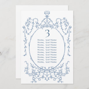 Victorian Dusty Blue Wedding Seating Chart Card