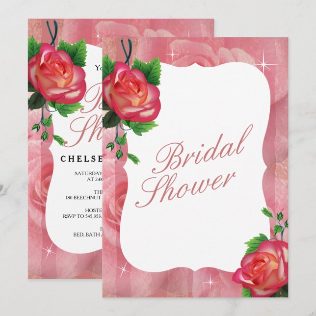 Victorian Dusty Rose Floral Wedding Invitation (Front/Back)