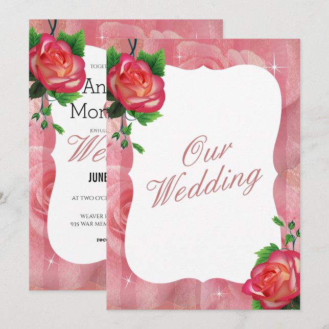 Victorian Dusty Rose Floral Wedding Invitation (Front/Back)