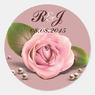 victorian dusty rose flower dusky pink wedding classic round sticker
