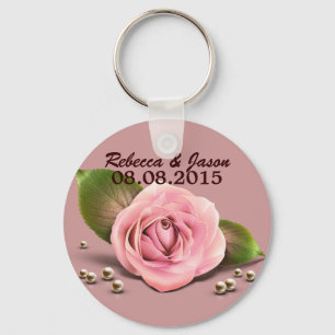 victorian dusty rose flower dusky pink wedding key ring