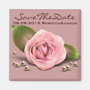 victorian dusty rose flower dusky pink wedding magnet