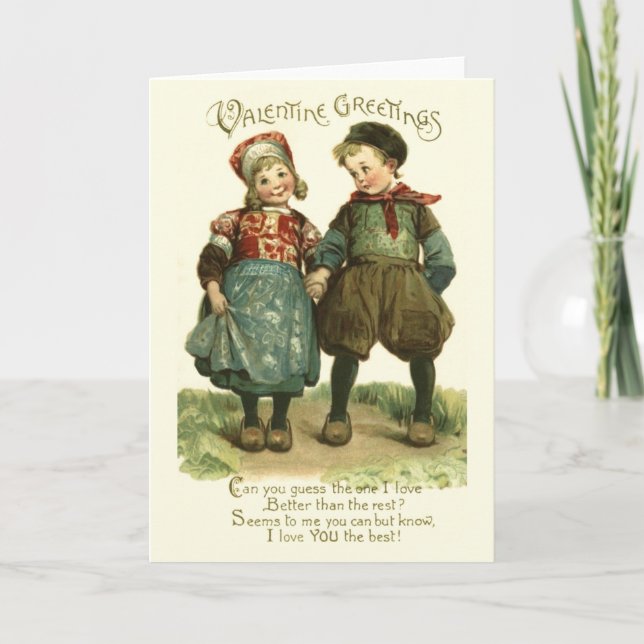Victorian Dutch Children Valentine's Day Card (Front)