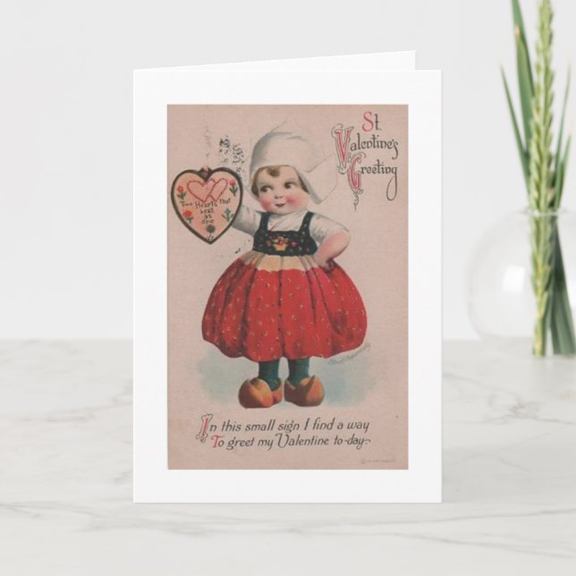 Victorian Dutch Girl Valentine's Day Card (Front)