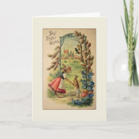 Victorian Easter Bunnies Greeting Card