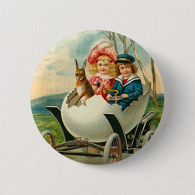 Victorian Easter Bunny Button (Front)