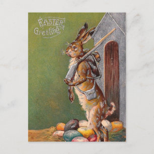 Victorian Easter Bunny Guard PC Holiday Postcard