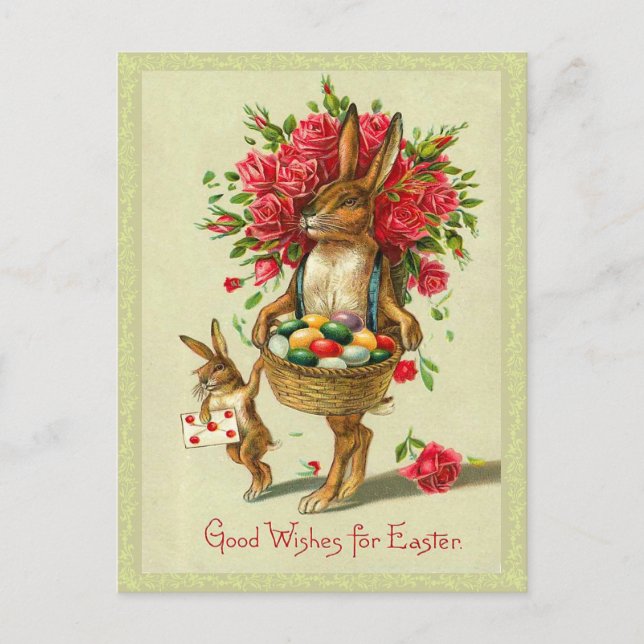 Victorian Easter Bunny Holiday Postcard (Front)