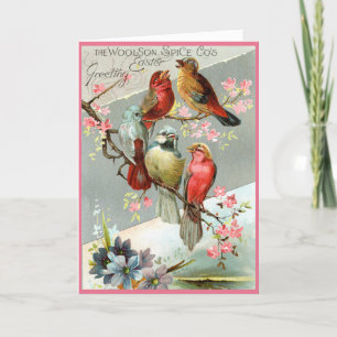 Victorian Easter Card - Birds Bring Greeting!