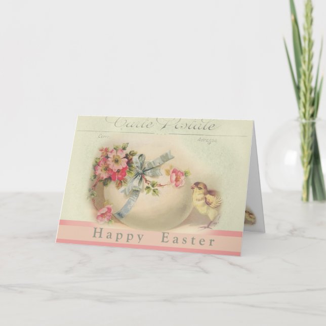 Victorian Easter chick and egg Happy Easter Holiday Card (Front)