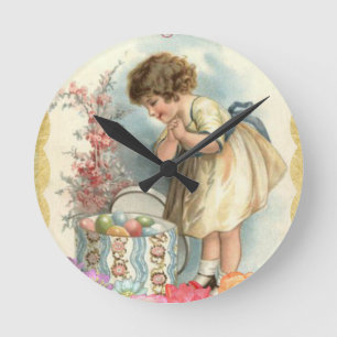 victorian easter eggs round clock