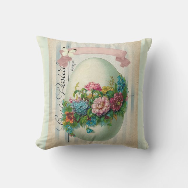 Victorian Easter flower egg double sided. Cushion (Front)