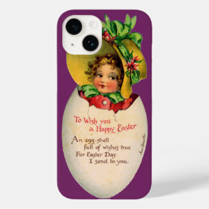 Victorian Easter, Vintage Girl with Bonnet in Egg Case-Mate iPhone 14 Case