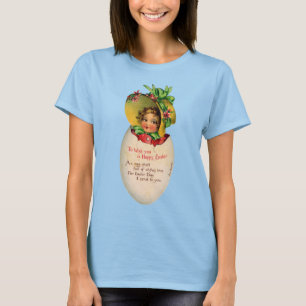 Victorian Easter, Vintage Girl with Bonnet in Egg T-Shirt