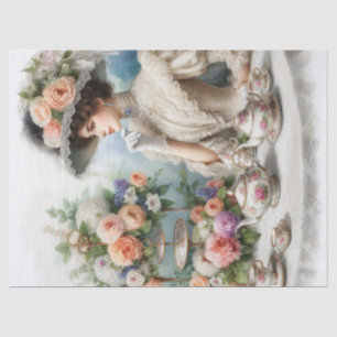 Victorian Elegance Lady at High Tea Decoupage  Tissue Paper