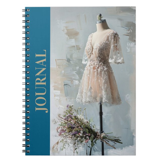 Victorian Elegance Little Black Dress LBD Beige Notebook (Front)