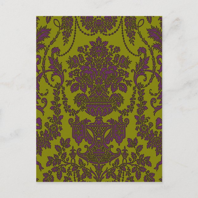 Victorian Elegance ~ Postcard Damask Yellow (Front)