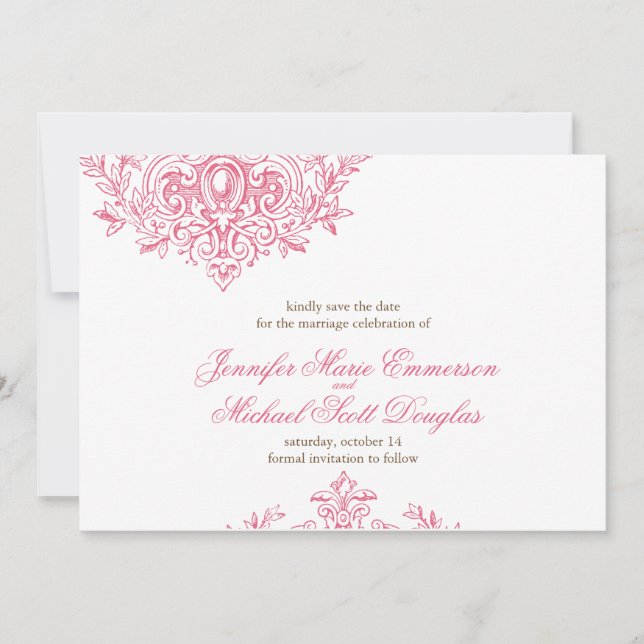 victorian elegance save the date card (Front)