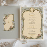 Victorian Elegance Wedding Invitation Card<br><div class="desc">Step back in time with this Victorian Elegance Wedding Invitation Card, perfect for couples seeking a touch of royalty and tradition for their special day. The front of the card features an ornate, Baroque-style frame with a neutral cream background, embellished with intricate scrollwork in shades of sage green, dusky rose,...</div>