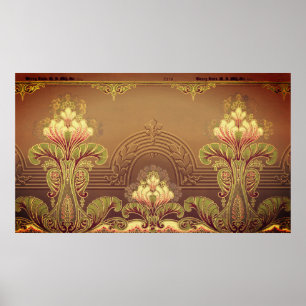 Victorian elegant floral frieze poster