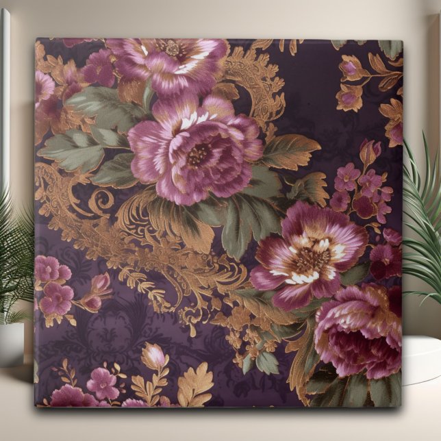 Victorian Elegant Lace Purple Roses  Tile (Creator Uploaded)