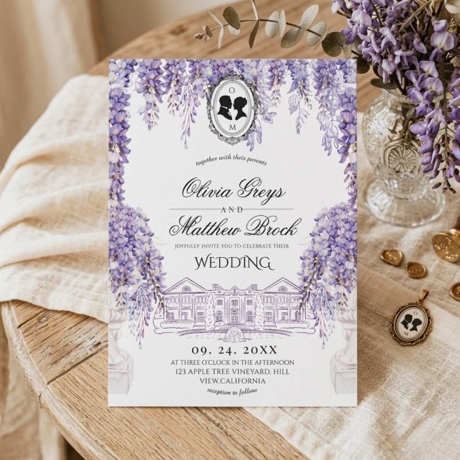 Victorian Elegant Lilac Florals Wedding  Invitation (Creator Uploaded)
