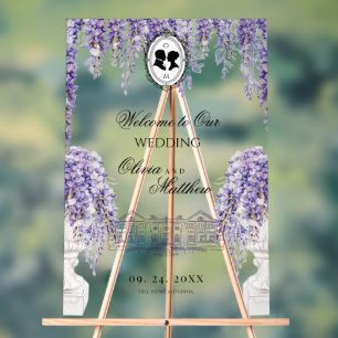 Victorian Elegant Lilac Florals Wedding Sign