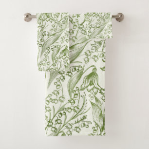 Victorian Elegant Lilly of the Valley Pattern Bath Towel Set
