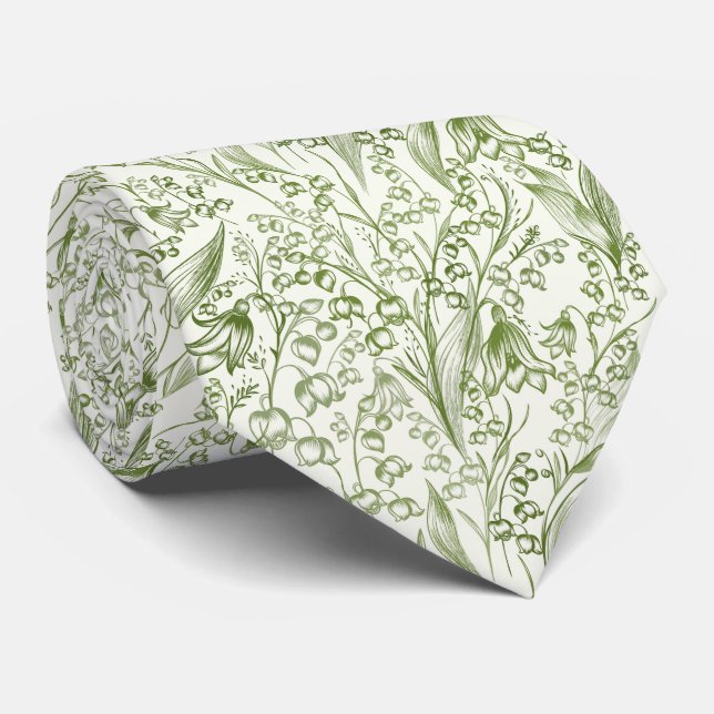 Victorian Elegant Lilly of the Valley Pattern  Tie (Rolled)