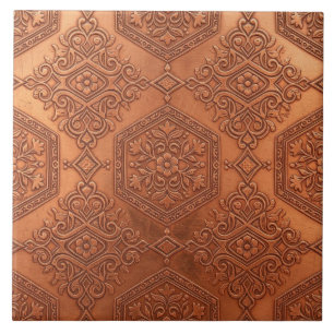 Victorian Embossed Copper Floral Antique Tile