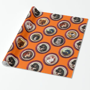 VICTORIAN ENAMELS /MINIATURE DOG PORTRAITS Orange Wrapping Paper