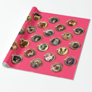 VICTORIAN ENAMELS /MINIATURE DOG PORTRAITS,Pink Wrapping Paper