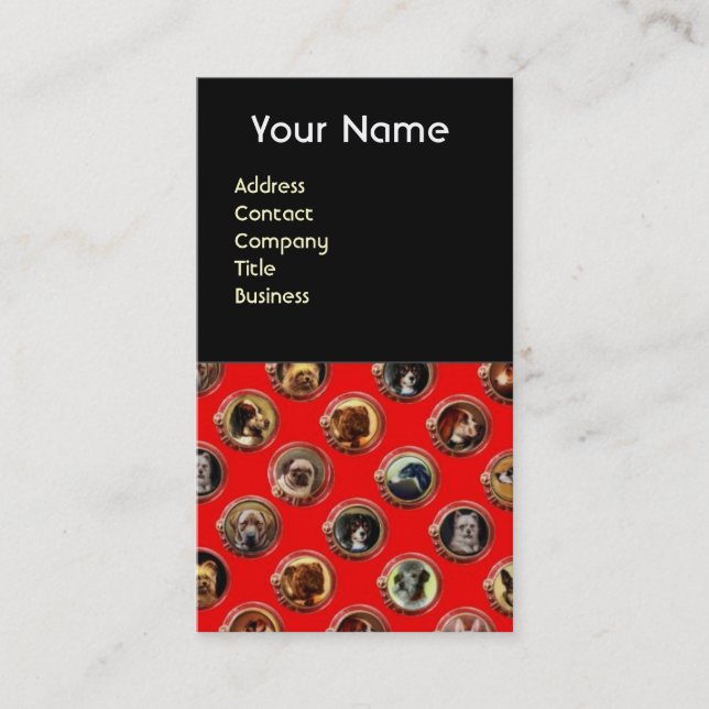 VICTORIAN ENAMELS /MINIATURE DOG PORTRAITS,Red Business Card (Front)