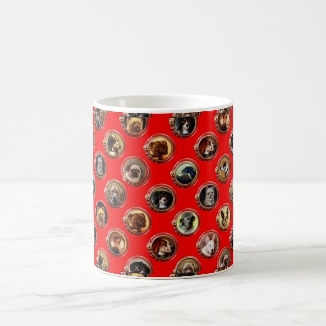 VICTORIAN ENAMELS /MINIATURE DOG PORTRAITS,Red Coffee Mug (Center)