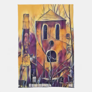 VICTORIAN ENGLAND BUILDING TEA TOWEL