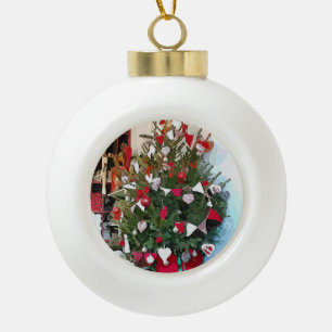 VICTORIAN ENGLAND CERAMIC BALL CHRISTMAS ORNAMENT