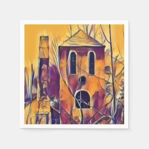 VICTORIAN ENGLAND FUNNY BUILDING NAPKIN