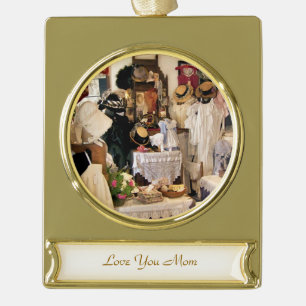 VICTORIAN ENGLAND GOLD PLATED BANNER ORNAMENT