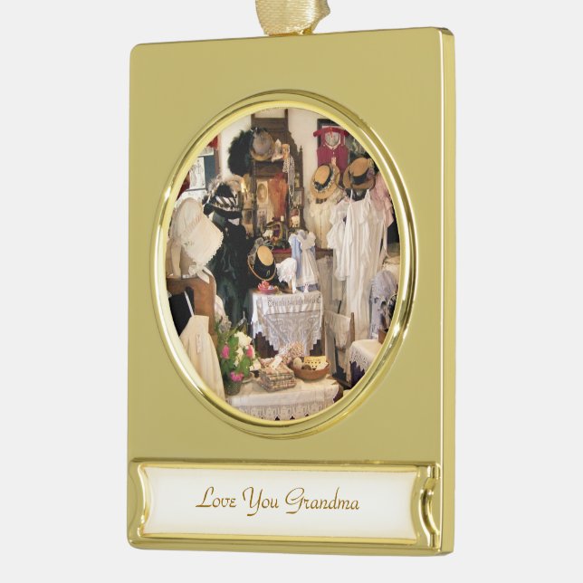 VICTORIAN ENGLAND GOLD PLATED BANNER ORNAMENT (Left)